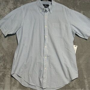 American Living Cotton Button Down Short Sleeve Shirt Men’s XL Blue White Stripe